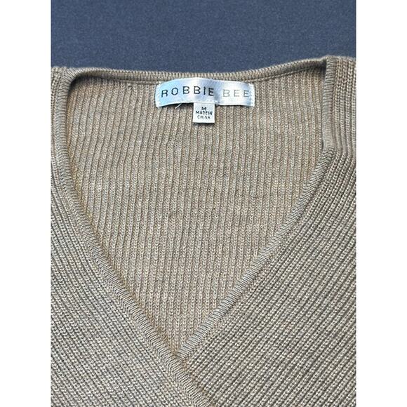 NWT Robbie Bee Rib Pleated Sweater Dress Tan/White Women’s Med - Picture 3 of 13